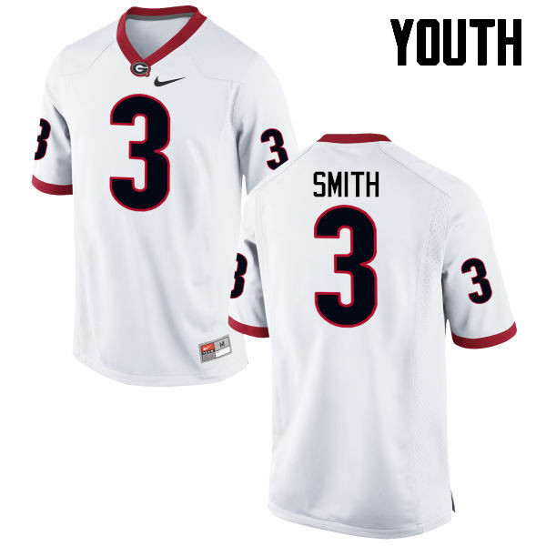Youth Georgia Bulldogs #3 Roquan Smith College Football Jerseys-White - Click Image to Close